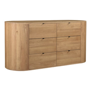 Moe's Theo 6 Drawer Dresser in Natural Oak
