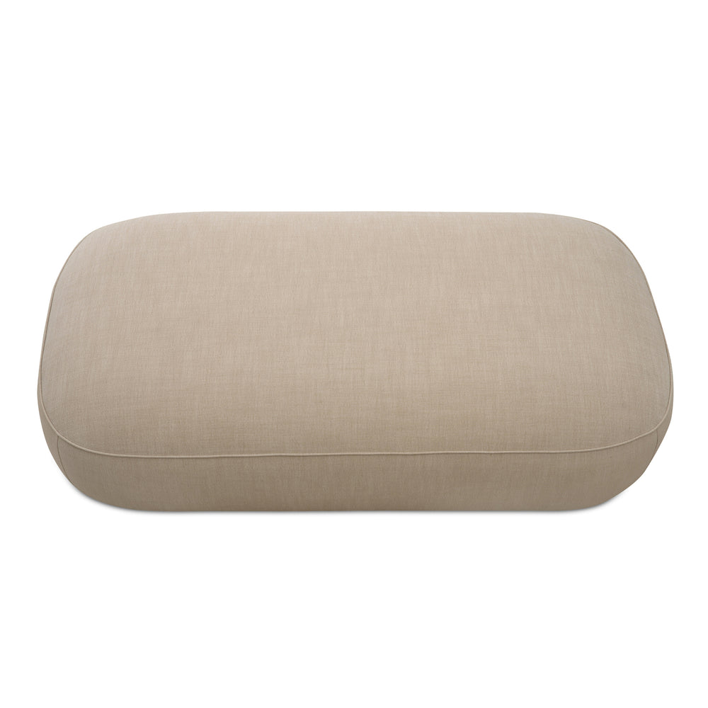 Marion Rectangular Ottoman in Beige with Recessed Base