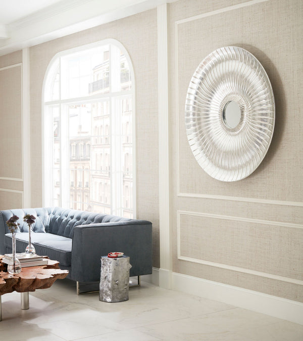 Log Stool, Silver Finish