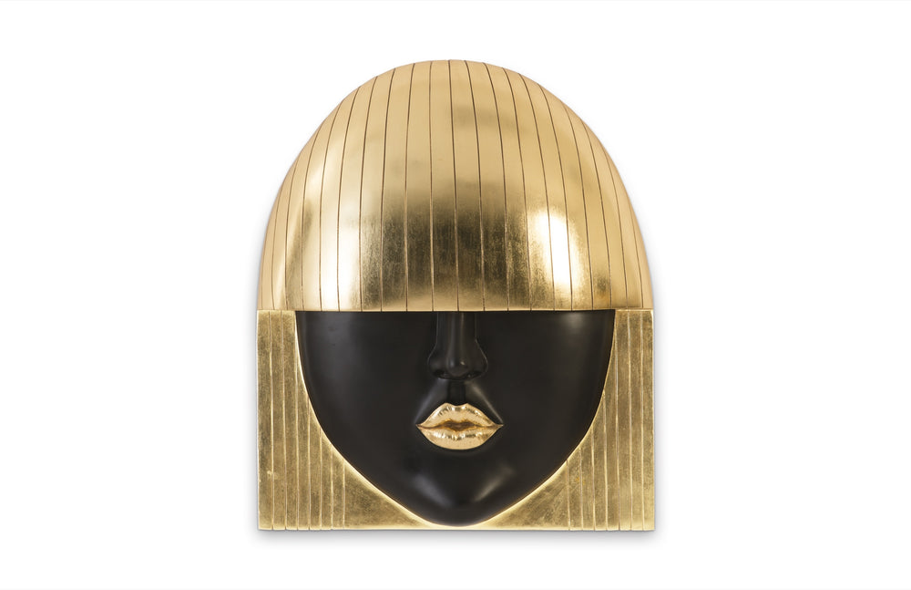 Fashion Faces Wall Art, Large, Kiss, Black and Gold Leaf