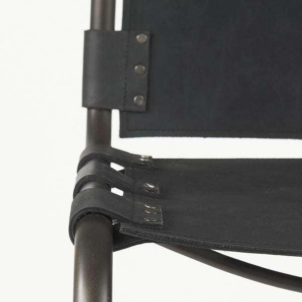 Berbick 43" Total Height Black Leather w/ Iron Frame Bar Stool
