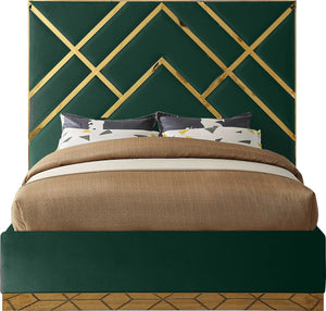 Lionel Queen Bed In Green Velvet