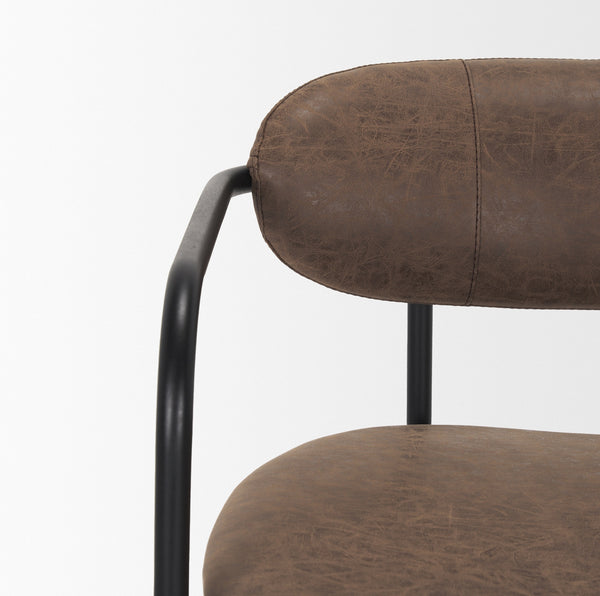 Parker Muted Brown Faux Leather w/ Black Metal Counter Stool