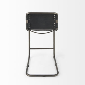 Berbick 21L x 25W x 38H Black Leather W/ Iron Frame Counter Stool