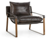 Morgan Leather Accent Chair with Iron Legs - Truffle Brown