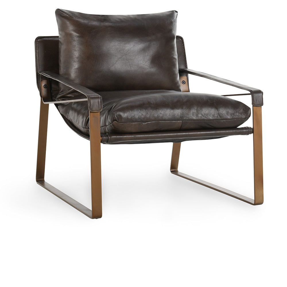 Morgan Leather Accent Chair with Iron Legs - Truffle Brown