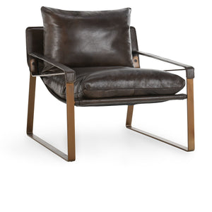 Morgan Leather Accent Chair with Iron Legs - Truffle Brown