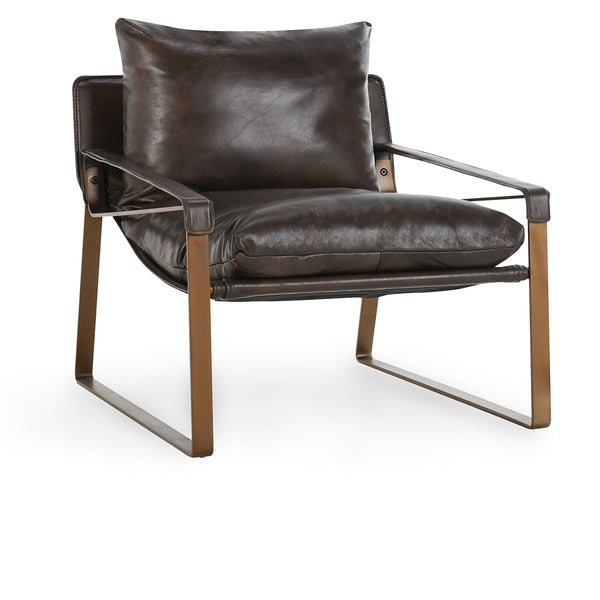 Morgan Leather Accent Chair with Iron Legs - Truffle Brown