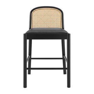 Donna KD Faux Leather Rattan Counter Stool, Casa Black