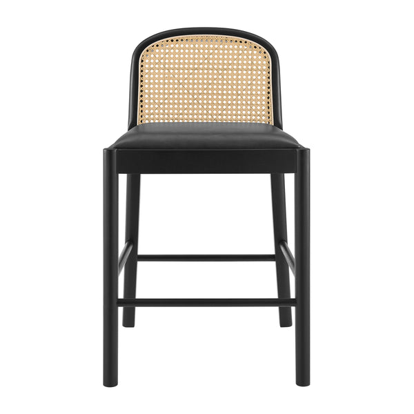 Donna KD Faux Leather Rattan Counter Stool, Casa Black