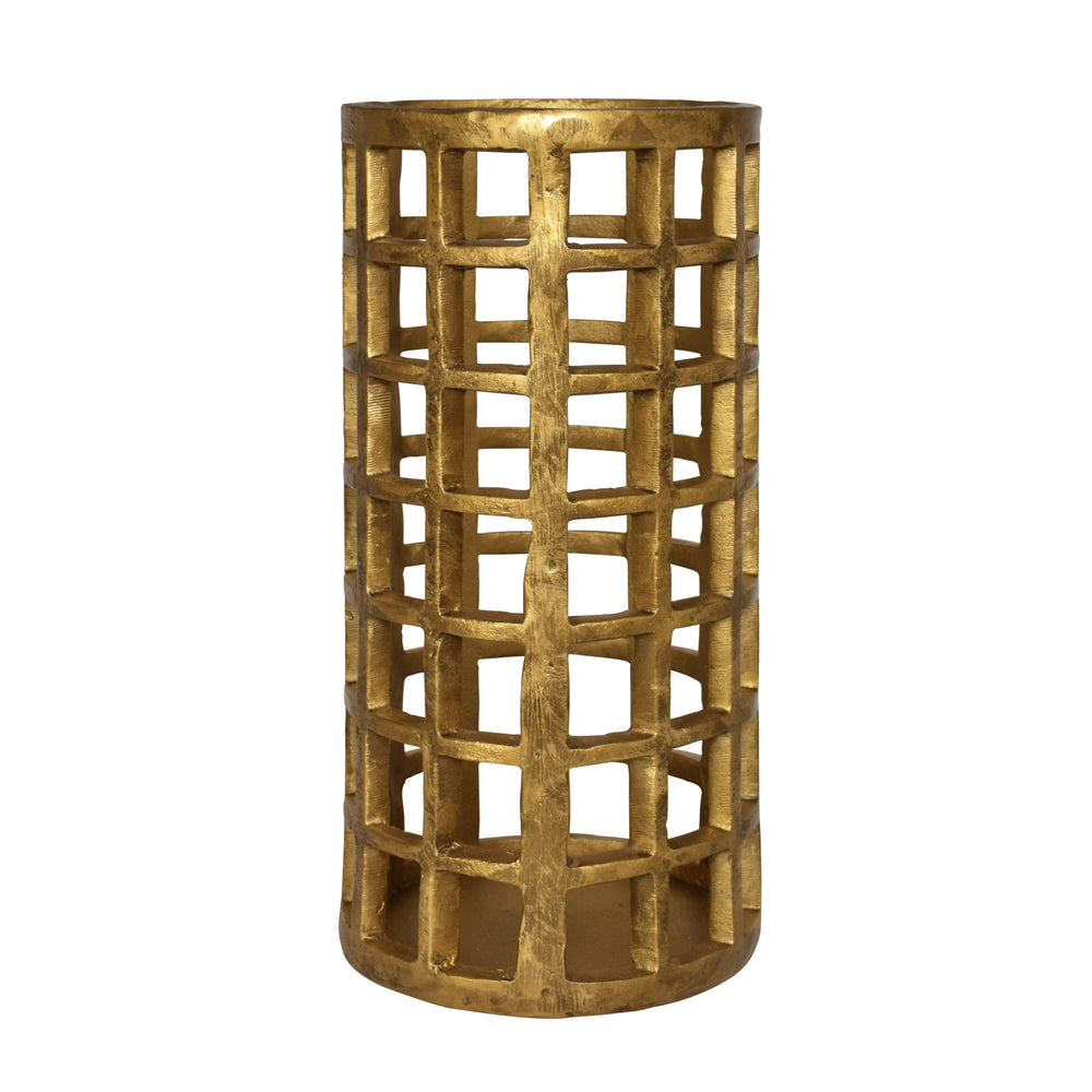 LARGE PILLAR CANDLE HOLDER IN BRASS FINISH