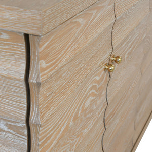 FOUR DOOR BUFFET WITH HORIZONTAL FLUTED DETAIL IN CERUSED OAK