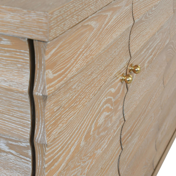 FOUR DOOR BUFFET WITH HORIZONTAL FLUTED DETAIL IN CERUSED OAK