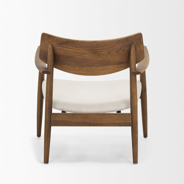 Haggen Medium Brown Oak Wood w/ Cream Fabric Accent Chair