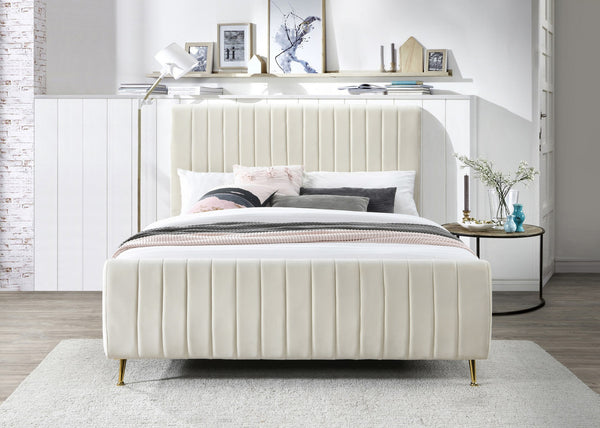 Marcos King Bed In Cream Velvet
