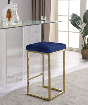 Pearl Stool In Navy Velvet and Gold