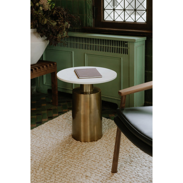 Moe's France Gold Accent Table with Marble Top