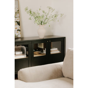 Moe's Hannah Black Sideboard with Glass Panels