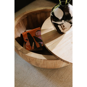 Eske Coffee Table with Swivel Storage in Natural