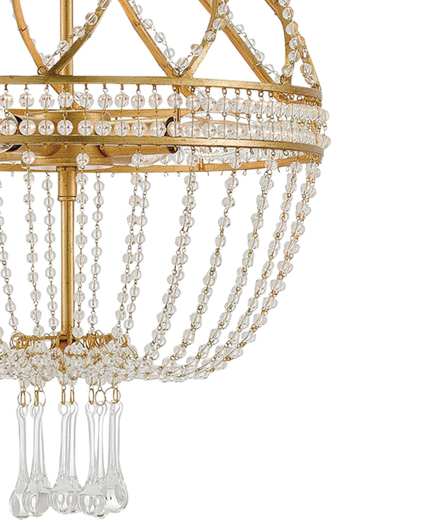 Ingénue Gold Chandelier In Antique Gold Leaf