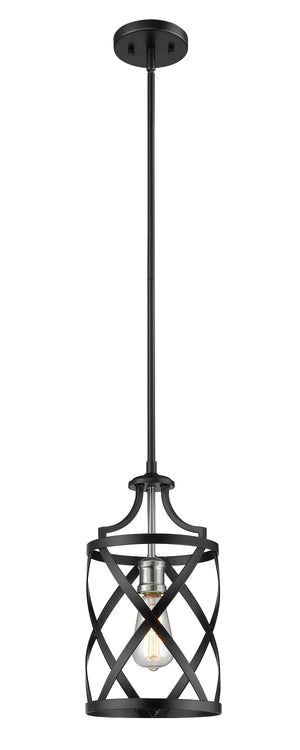 Malcalester 1 Light Mini Pendant in Matte Black + Brushed Nickel Finish