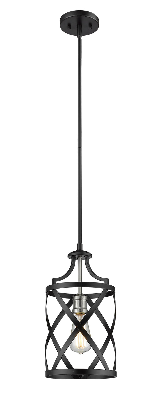 Malcalester 1 Light Mini Pendant in Matte Black + Brushed Nickel Finish