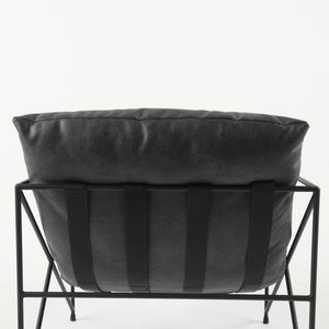 Leonidas 28.5L x 29.5W x 34.0H  Black Faux Leather Seat W/ Black Metal Frame Accent Chair