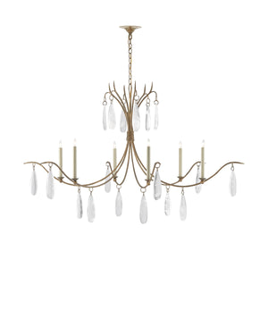 Marshallia Chandelier In Rustic Gold & Faux Rock Crystal