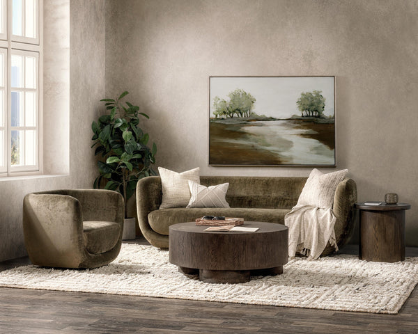 Nico Upholstered Sofa in Olive Green Fabric