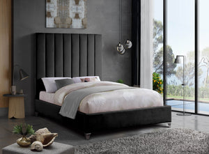 Glenda King Bed In Black Velvet
