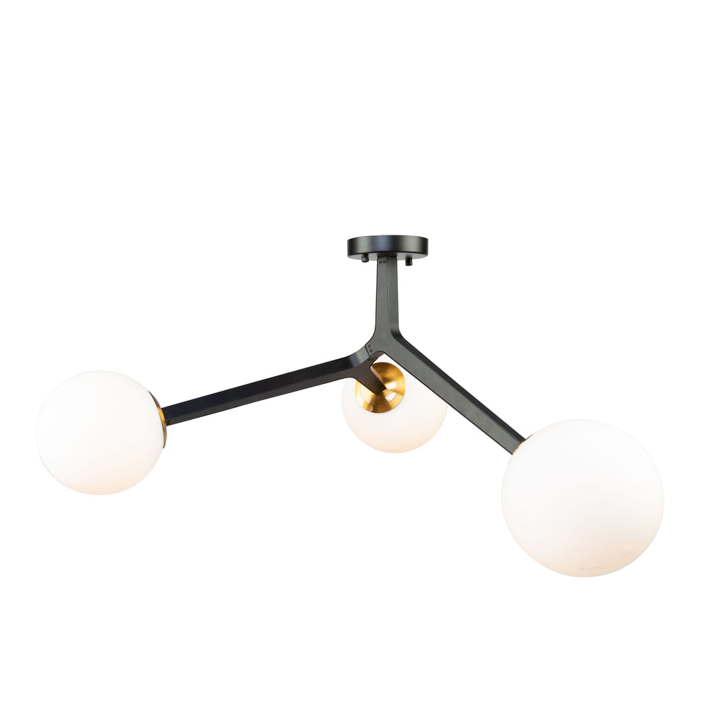 Ravello 3 Light Semi Flush in Black & Harvest Brass