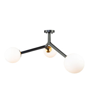 Ravello 3 Light Semi Flush in Black & Harvest Brass