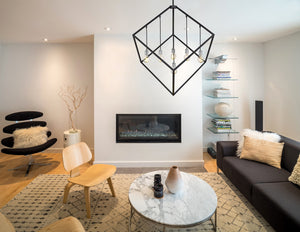 Vertical 7 Light Pendant in Matte Black + Brushed Nickel Finish
