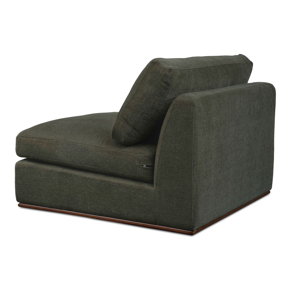 Moe's Rue Slipper Chair in Deep Green with Feather-Fill