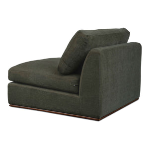 Moe's Rue Slipper Chair in Deep Green with Feather-Fill