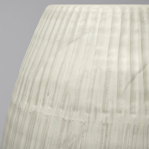 Reyan Small Pearl White Ceramic Striped Vase