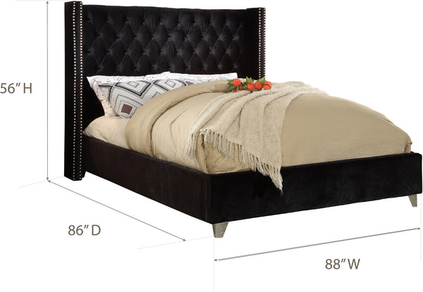 Isabel King Bed In Black Velvet