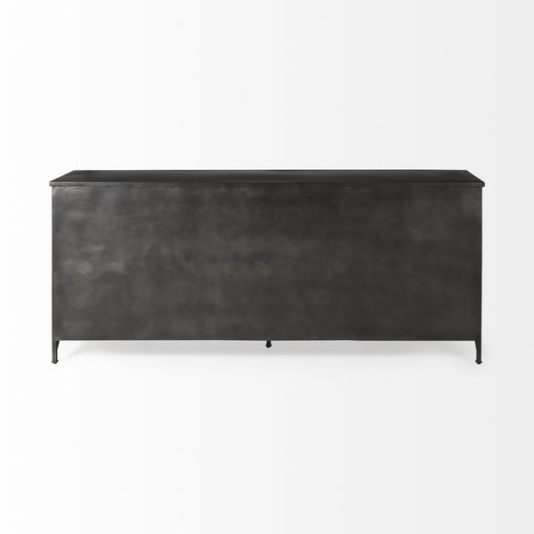 Poppy I 79x16 Black Metal With  Glass Door Sideboard