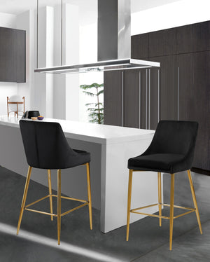 Lynette Stool In Black Velvet and Gold