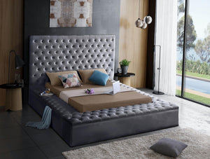 Randal Queen Bed In Grey Velvet