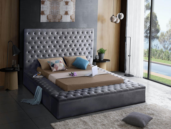 Randal Queen Bed In Grey Velvet