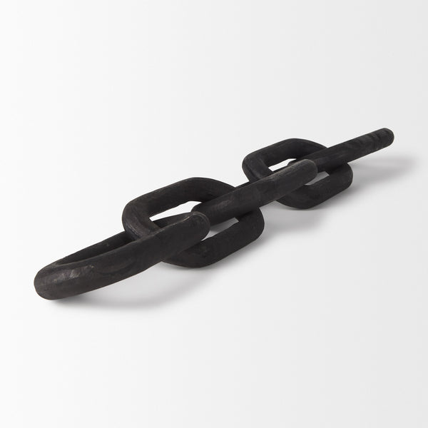 Alix 29.0L x 5.0W x 5.0H Black Wood Link Chain Decorative Object