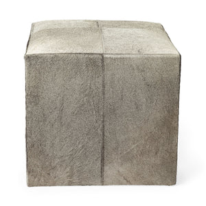 Zahavi I 20" Grey-toned hair-on-hide ottoman