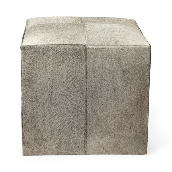 Zahavi I 20" Grey-toned hair-on-hide ottoman