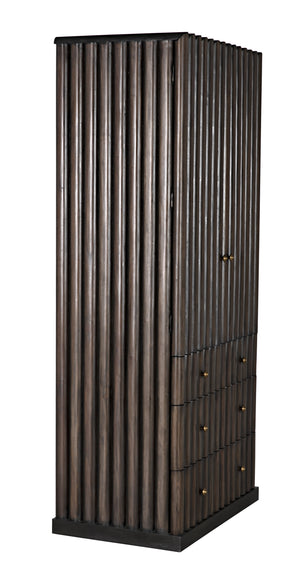 Amunet Mahogany Hutch in Pale Finish with Light Brown Trim and Brass Pulls