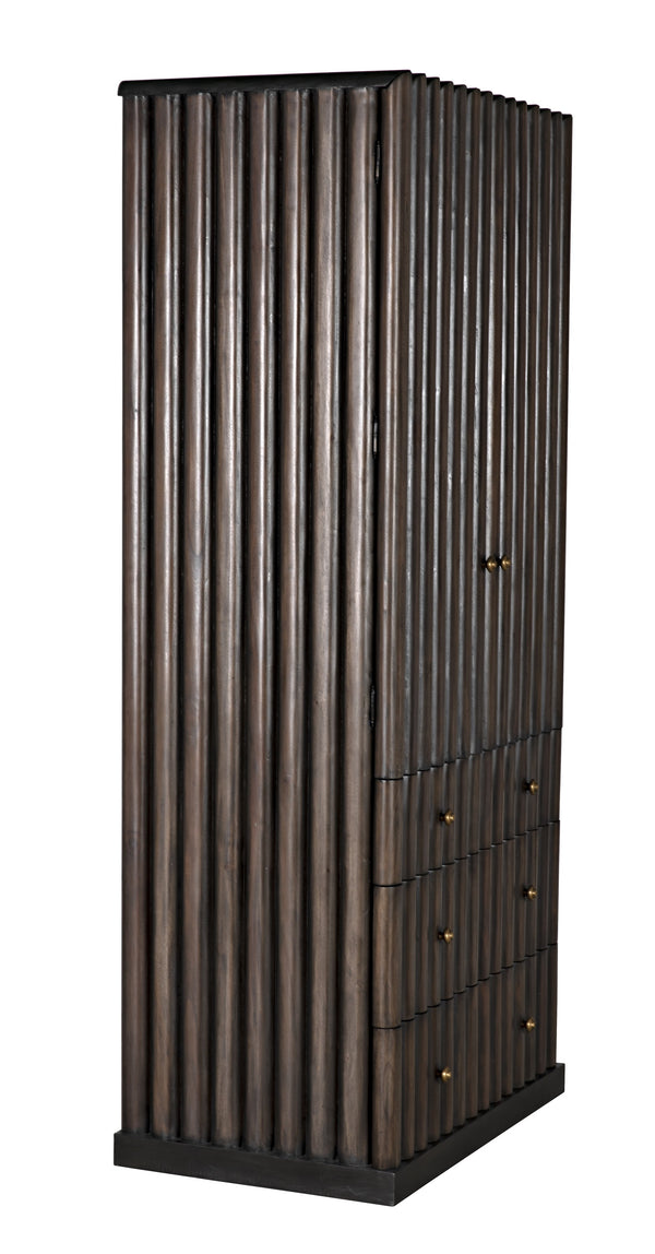 Amunet Mahogany Hutch in Pale Finish with Light Brown Trim and Brass Pulls
