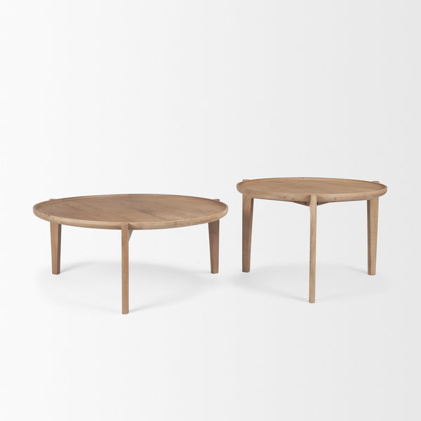Cleaver (Set of 2) 40" & 31" Round Brown Solid Wood Nesting Coffee Tables