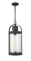 Roundhouse 1 Light Outdoor Chain Mount Ceiling Fixture in Black Finish