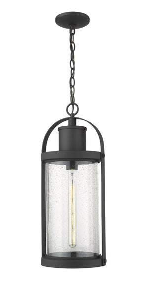 Roundhouse 1 Light Outdoor Chain Mount Ceiling Fixture in Black Finish