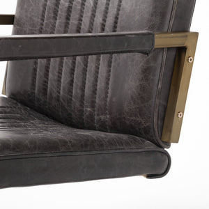 Horner Black Leather Seat w/Metal Frame Dining Chair